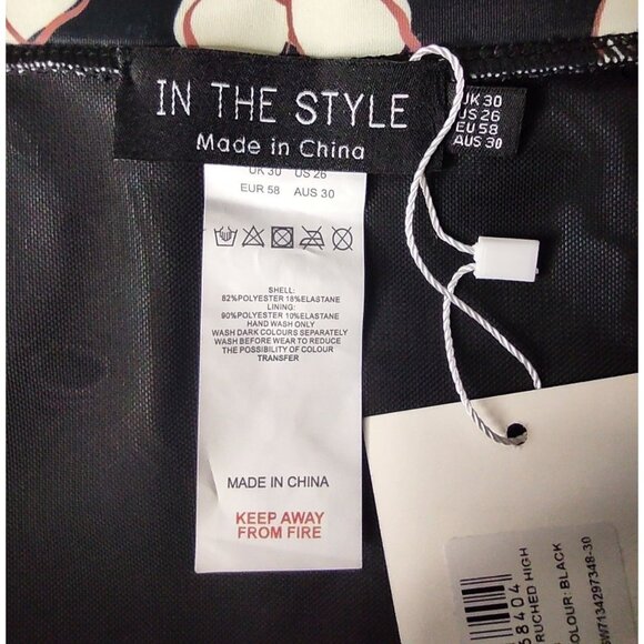 In the Style Women's Black and Cream Floral 2-piece Bikini Set Size 26 NWT - Picture 6 of 16